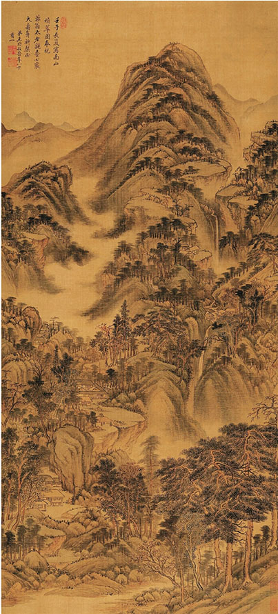 清 王时敏 南山积翠图 147×66.4cm 绢本设色 现藏于辽宁省博物馆
